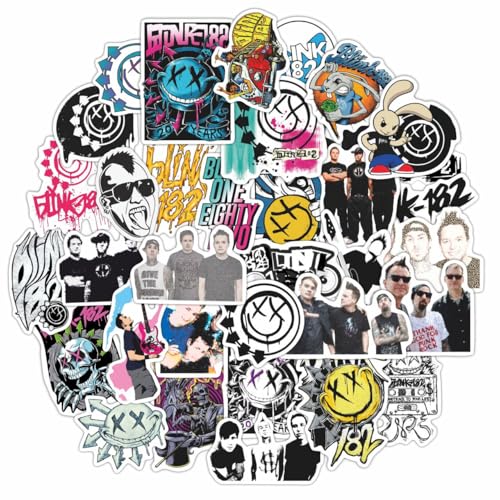 BulbaCraft Adesivos Bl1nk para adultos, adesivos de banda de rock para skate, 35 peças de adesivo forte e adesivo impermeável, decalques de guitarra e laptop para adolescentes (Discos de Vinil)