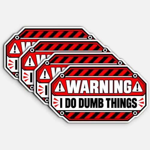 4 adesivos Warning I Do Dumb Things, decoração de vinil bem-humorada para | Adesivos de aviso I Do Dumb Things; 4 peças, 7,6 cm; vinil resistente à água para laptops (Discos de Vinil)