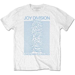 Camiseta masculina Joy Division Unknown Pleasures azul sobre branco slim fit branca, Branco, XGG (Discos de Vinil)