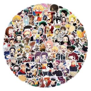 200 peças Demon Anime Slayer Jujutsu Anime Kaisen My Hero Academia personagens adesivos para garrafa de água, decalque de vinil legal à prova d'água para adultos crianças telefone computador (Discos de Vinil)