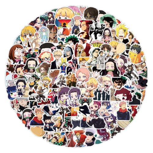 200 peças Demon Anime Slayer Jujutsu Anime Kaisen My Hero Academia personagens adesivos para garrafa de água, decalque de vinil legal à prova d'água para adultos crianças telefone computador (Discos de Vinil)